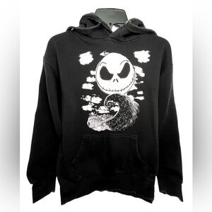 Nightmare Before Christmas Jack Skellington Disney Hoodie Pullover Black White S